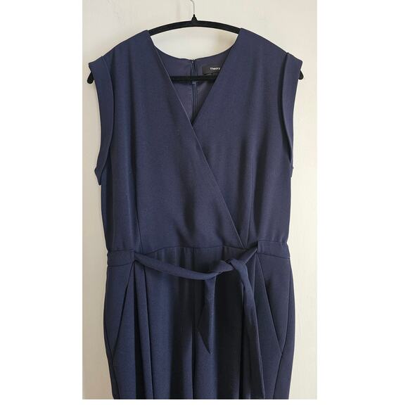 Theory Pavona Elevate Crepe Jumpsuit, Blue, Sexy V Neck, NYE Party, Sz 8 - Picture 6 of 11